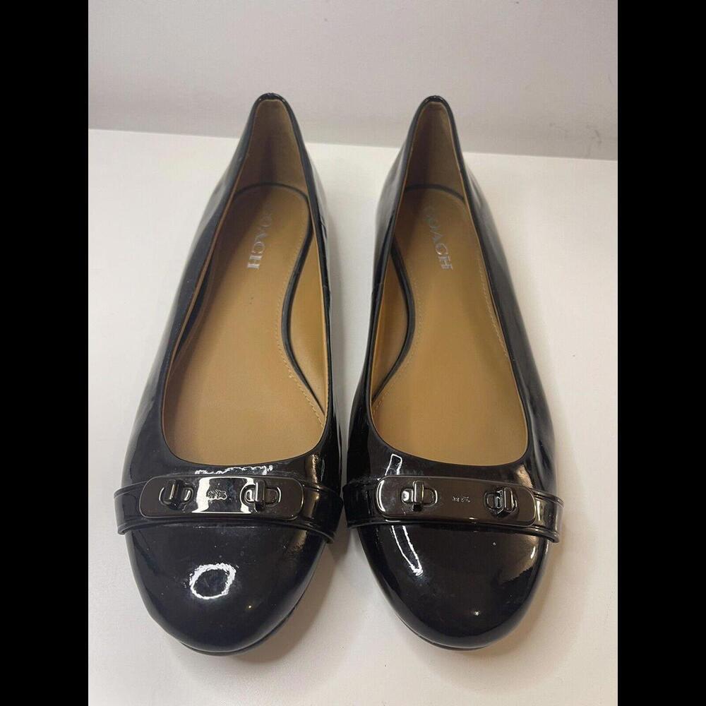 Coach Women's Oswald Slip-On Ballet Flats Black Patent Leather US 9